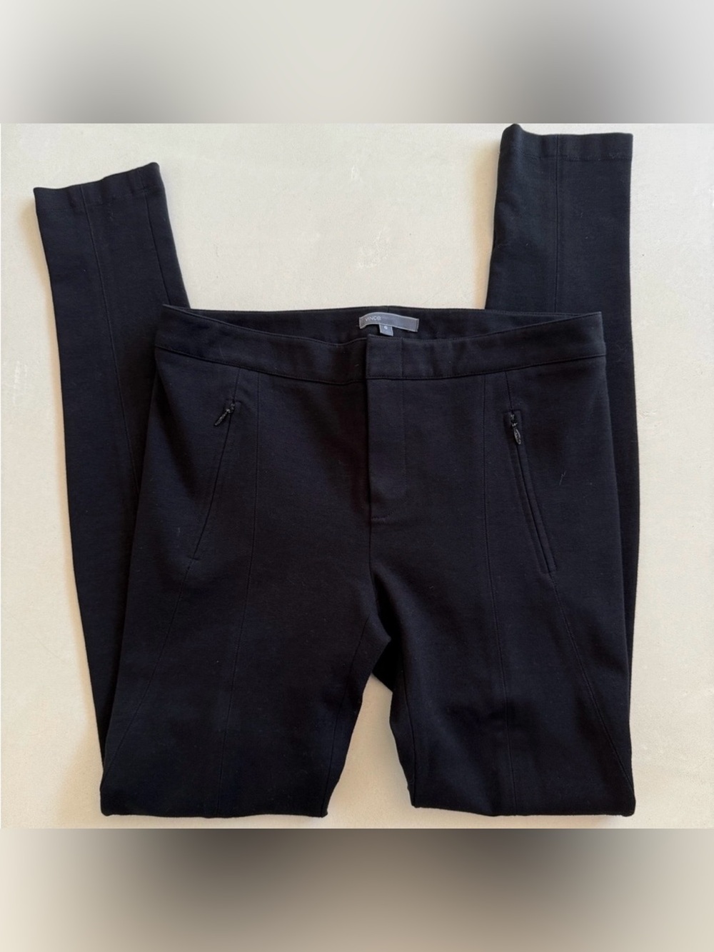 Vince Black Ponte Slim Zip-Pocket Pants